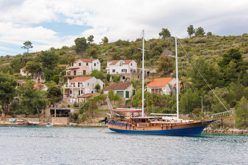 Gulet sailing along Croatian coastline
