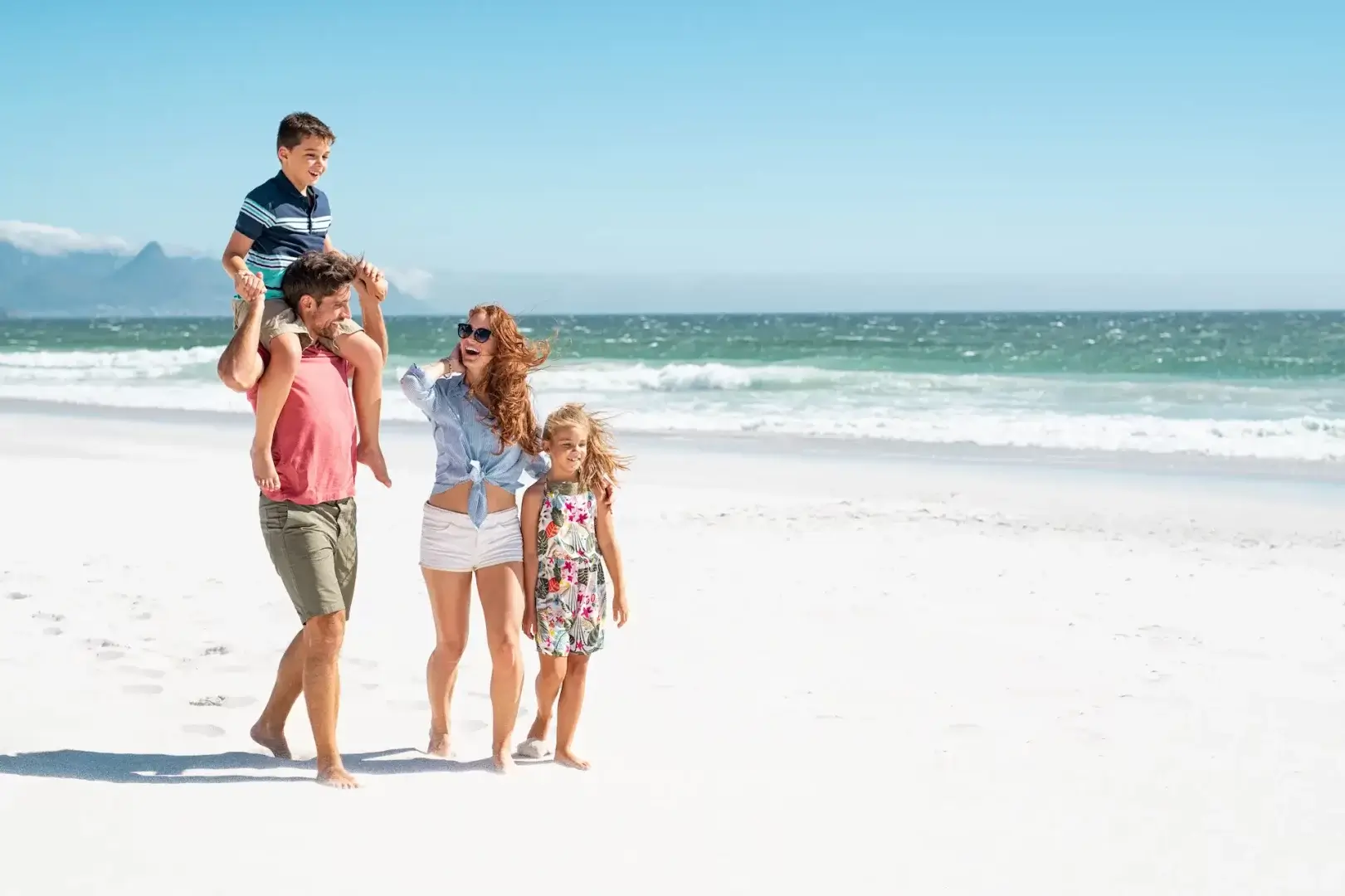 Family vacation on beach
